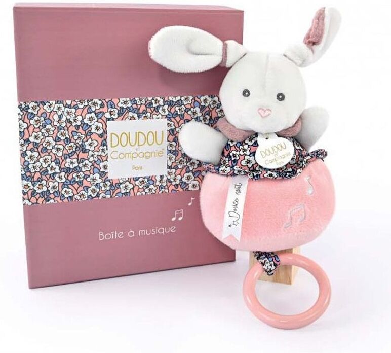 BOH'AIME Peluche musicale LAPIN ROSE - Doudou et Compagnie