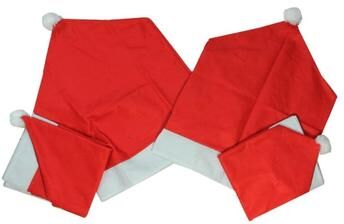 Northlight Set of 4 Red Santa Hat Chair Covers with White Cuff and Pom-Pom