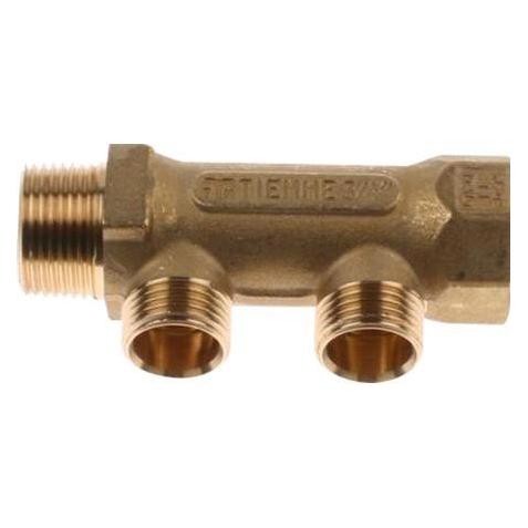 Csdk SL Verteiler 3/4" mit 2 Anschlüssen mit fester 3/4"-Muffe und 2 St. 1/2"-Anschlüssen - VA-geprüft Überw (1910004)