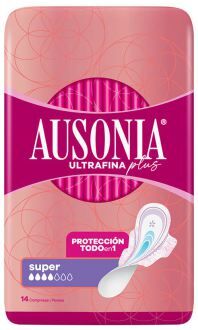Ausonia Ultrafine Plus Super Compresses with Wings 14 Units