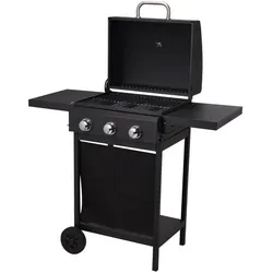 Vaggan, Gasgrill, Gas Barbecue 3 branders Zwart (2.80 kW)