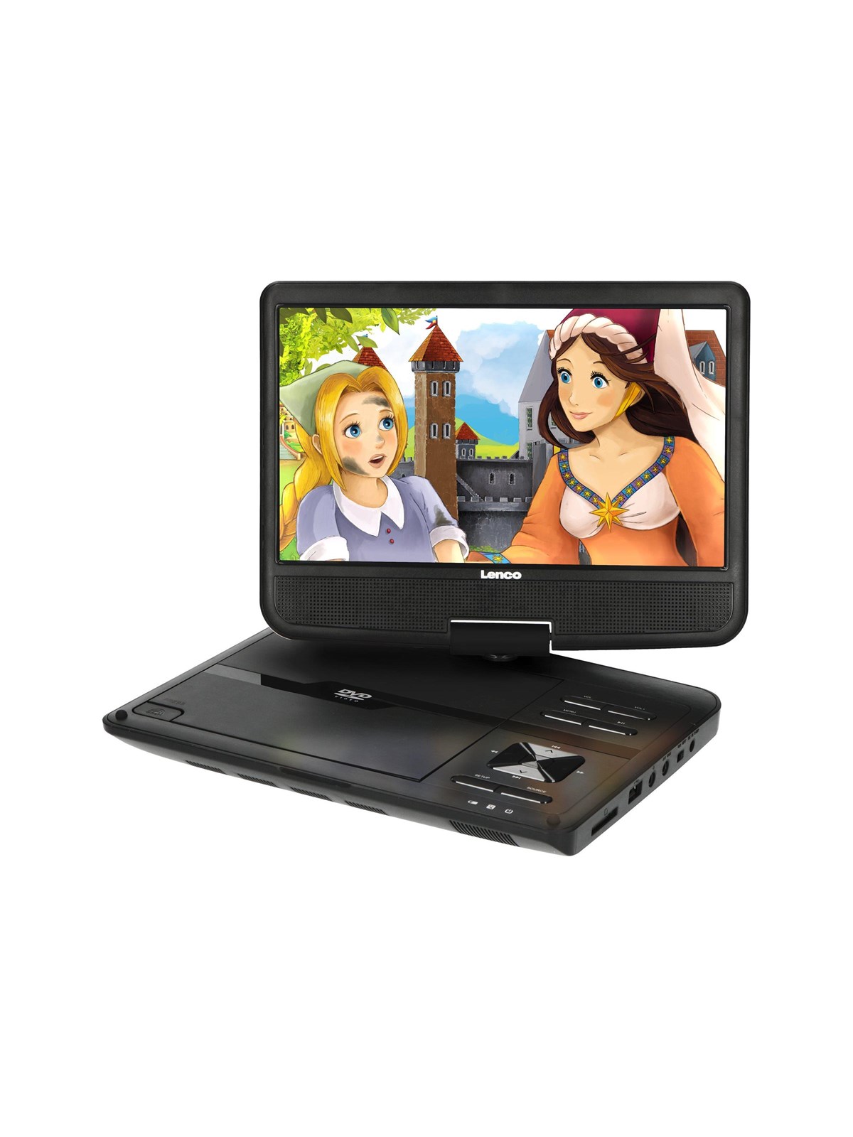 Lenco DVP-1010BK - Portable 10" DVD-Player with USB - Headphone-suspension bracket - Black