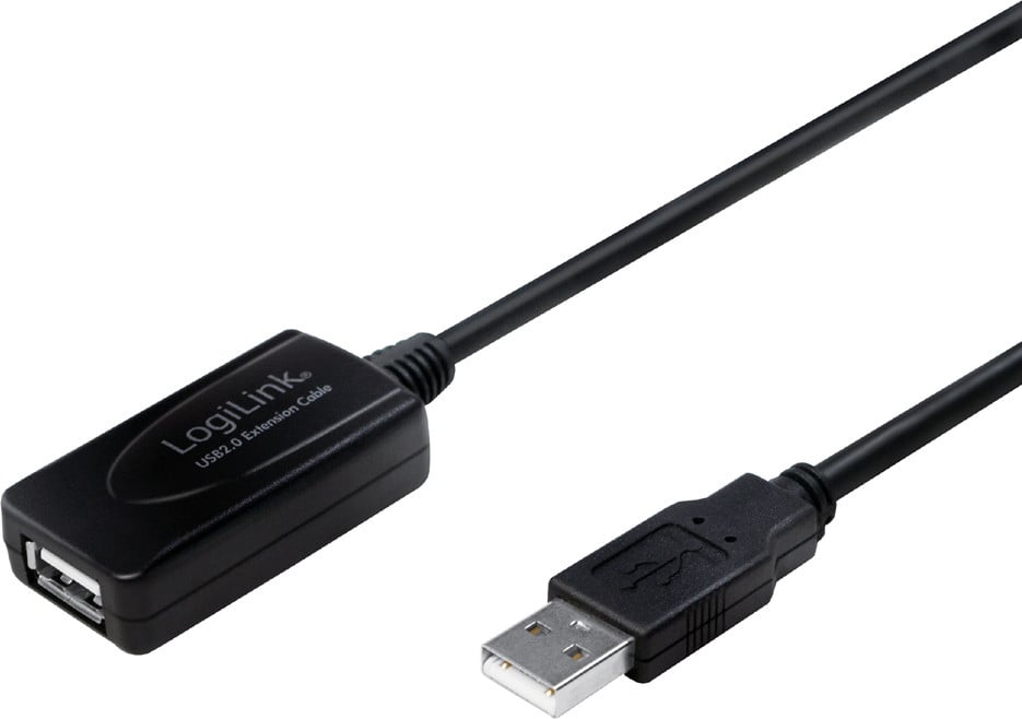 LogiLink USB-kabel 2.0, zwart, 25 meter