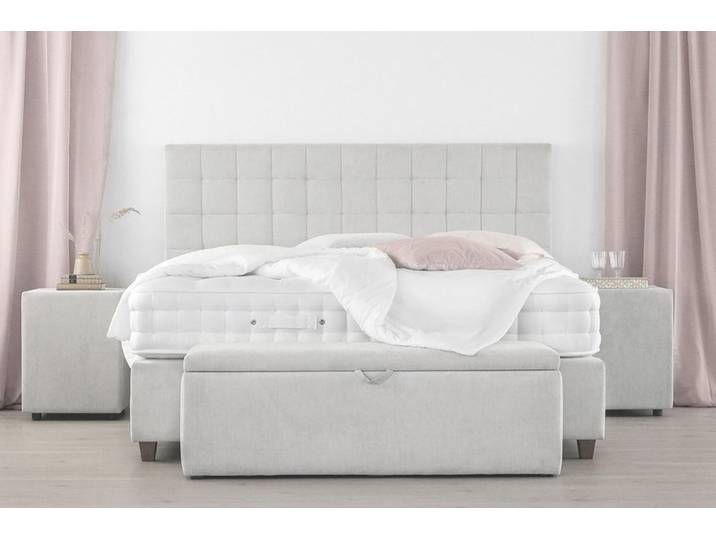 Boxspringbett STOCKHOLM 180x200 cm - verschiedene Farben und Bezüge verfügbar - konfigurierbar - mit Matratze - mit gestepptem Kopfteil