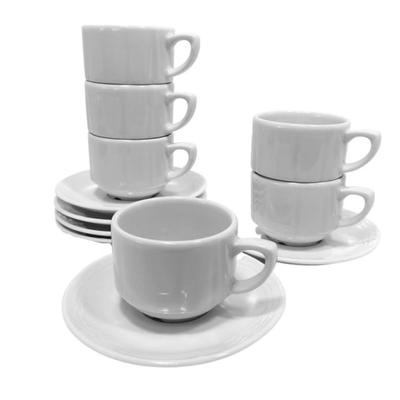 Espressotasse Prag stapelbar Porzellan weiß - 6er Set