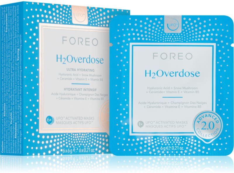 FOREO UFO™ H2Overdose feuchtigkeitsspendende Gesichtsmaske 6 St.