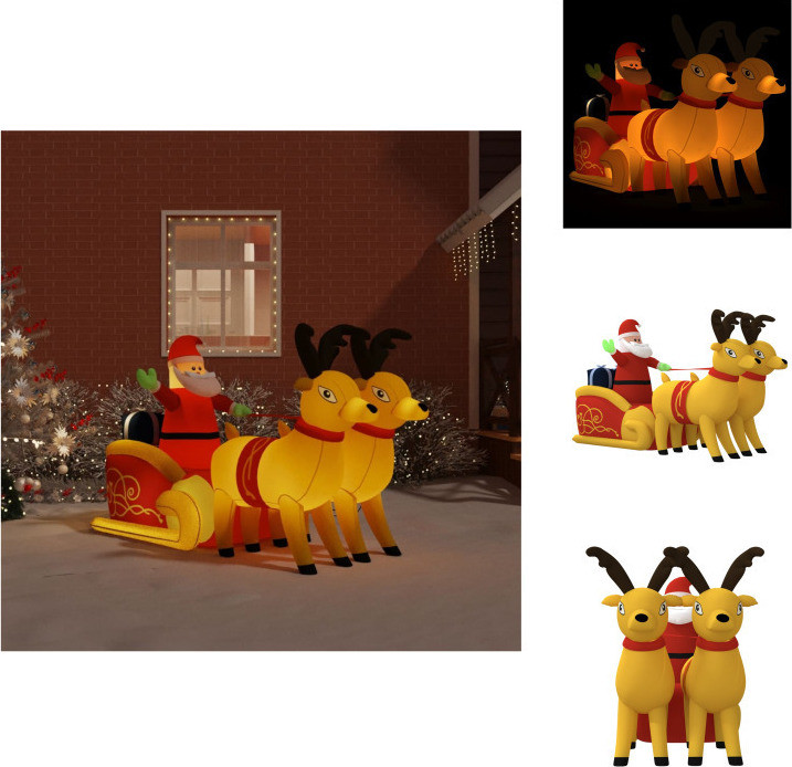 vidaXL Opblaasbare kerstman met rendieren en LED-verlichting, 130 cm