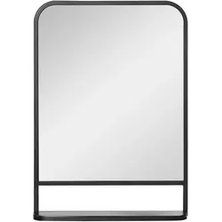 STILVORA Wandspiegel mit Ablage 70x10x50 cm Metallrahmen Schwarz rechteckig mit abgerundeten Ecken für Flur Badezimmer Wohnzimmer