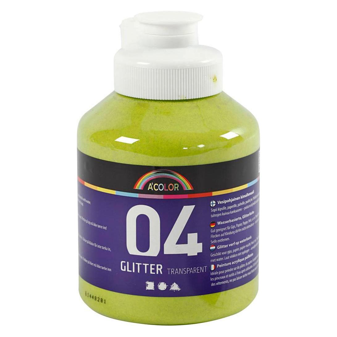 Creativ Company Glitzer-Acrylfarbe für Kinder - Limettengrün, 500 ml (500 ml) (5712854150743)