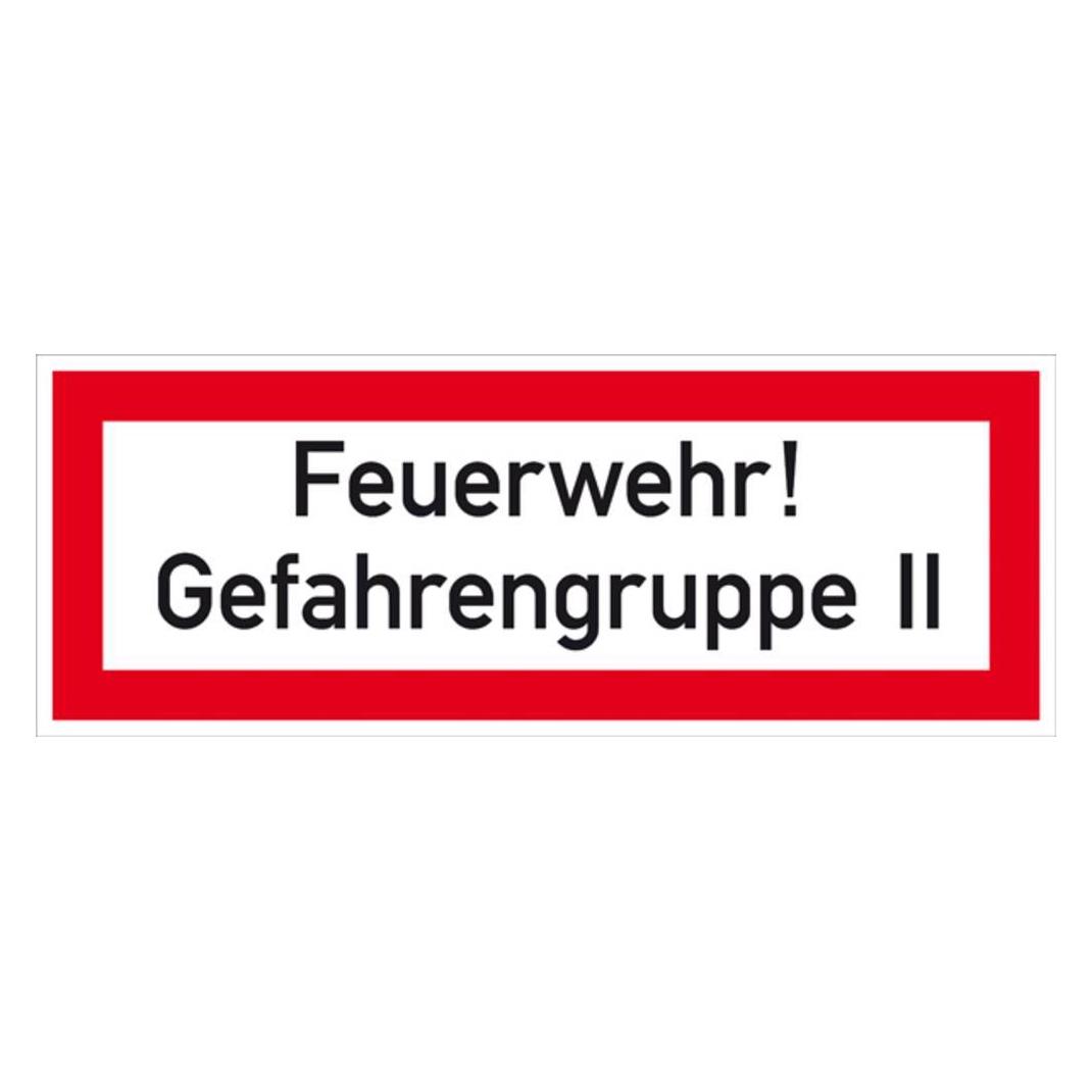 SafetyMarking Hinweisschild für die Feuerwehr Feuerwehr Gefahrengruppe II 29. (11.2642)