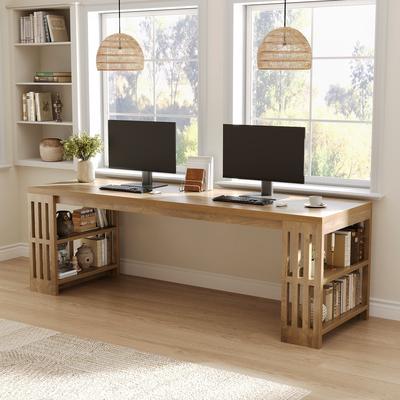 BLUEBELL "78.7"" Two Person Desk with Bookshelf Double Office Desk"