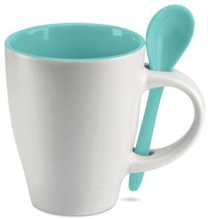 Mug personnalisé avec cuillère DUAL grès bleu