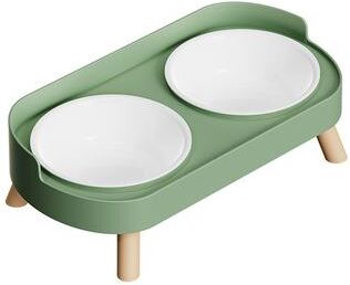 Multicon Wholesale Hub Fashionable Stainless Steel Dog And Cat Double Bowl, Large Capacity, Colorful Dopamine Pet Feeder green Plastics
