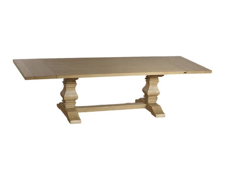 Table monastère extensible en bois massif, 8/12 personnes beige