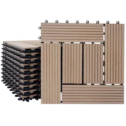 Décoshop26 - WPC-Bodenfliesen für Balkon oder Terrasse Holzoptik 11 Stück 30 x 30 cm 1 m2 versetztes Muster in Teak 04_0005444