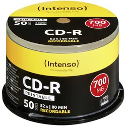 Intenso - 50 x CD-R - 700 MB (80 Min) 52x - mit Tintenstrahldrucker bedruckbare ...