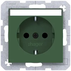 Hager WAS1201C10 Steckd. SCHUKO, Beschr.feld, erh. BS, Steckkl., A.x/C.x, forest, matt