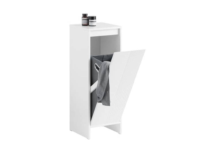 SoBuy Badezimmerschrank mit Wäschekorb für Badezimmer, Weiß, 30x30x87 cm