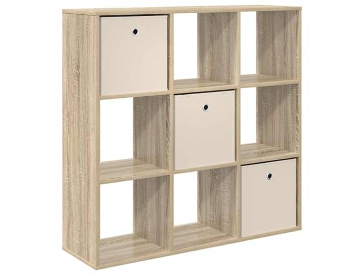 TEKGHUT Sideboard Sonoma-Eiche 102 x 31 x 99,5 cm Holzwerkstoff Wohnzimmer,Innenbereich,versenkte Griffe,flexible Regale,Bücher,Deko,Minimalismus