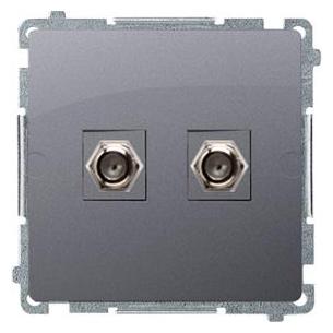 Kontakt Simon Simon Basic F-Typ Doppel-Antennendose silber matt (BMAF2.01 (WMUA-05xxx2-4011)