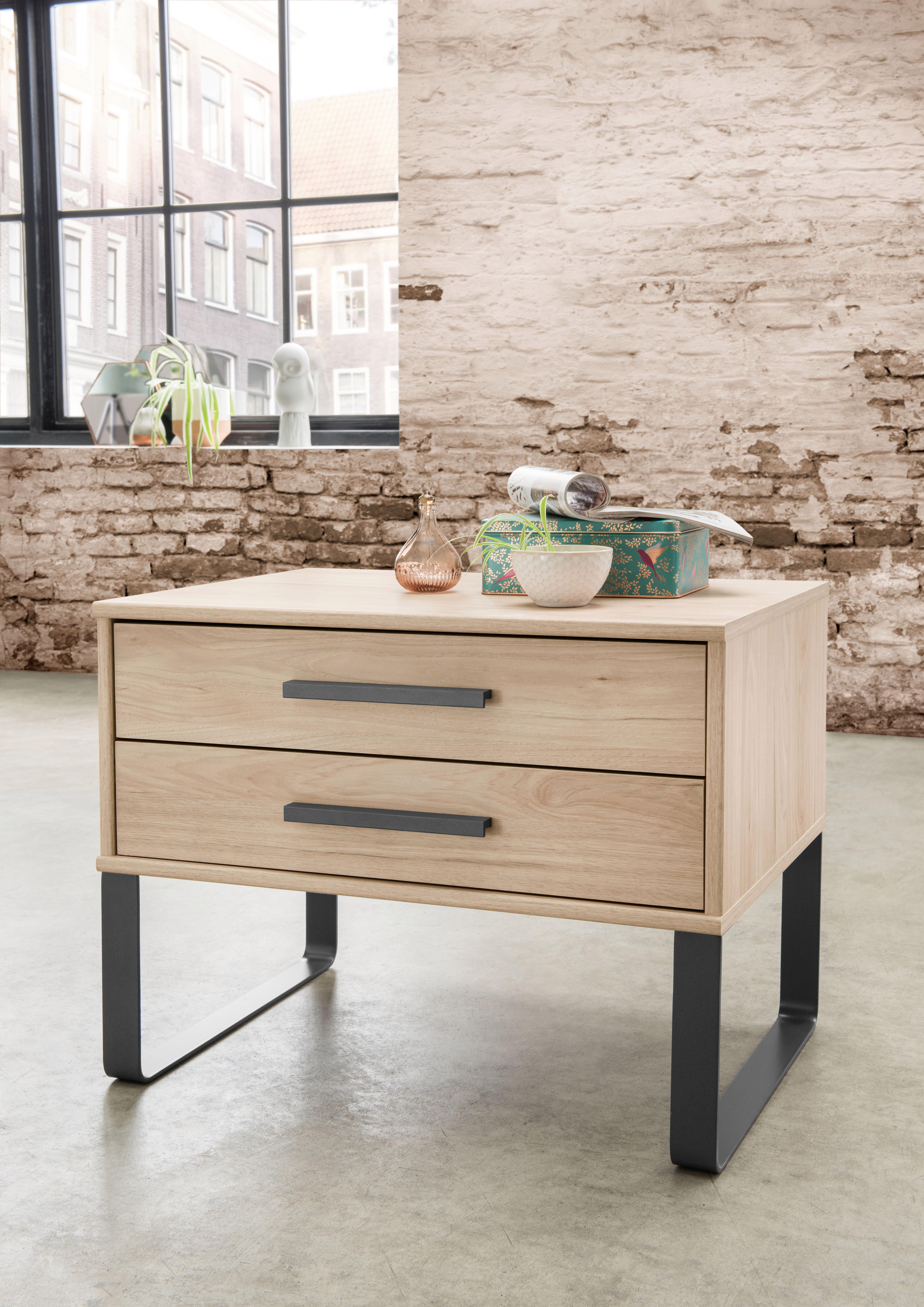 Nachttisch WIEMANN "Brüssel", beige (steineiche nachbildung, schiefer nachbildung), B:40cm, Tische, Nachttisch, vormontiert