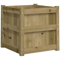 Helloshop26 - Hochbeet für Pflanzen und Blumen Terrasse Garten 50 x 50 x 50 cm imprägniertes Kiefernholz braun 02_0037664
