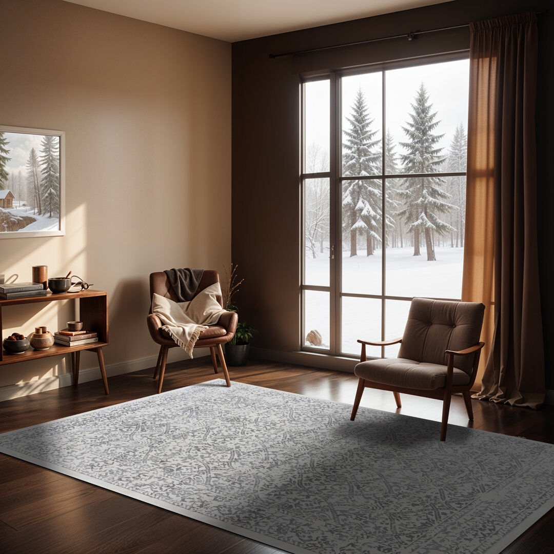 Mistana Floral and Oriental Area Rug Cream;Black;Gray Rectangle 140 x 200 cm