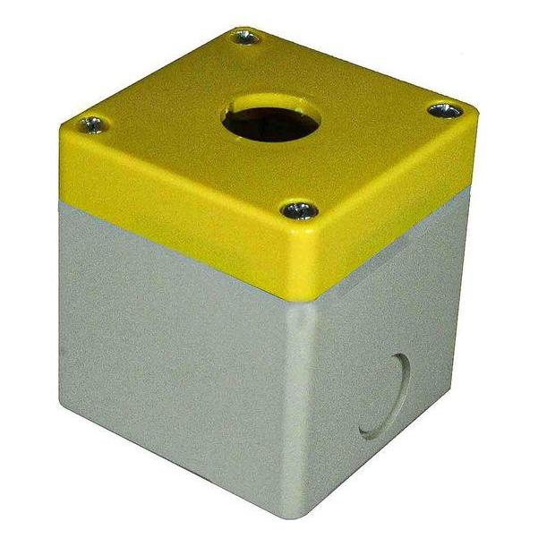 RS PRO Steuerstation Leergehäuse, 1 x Ø 22mm, 70 x 70 x 74mm, Grau / Gelb, ABS, IP 65 (1947459)