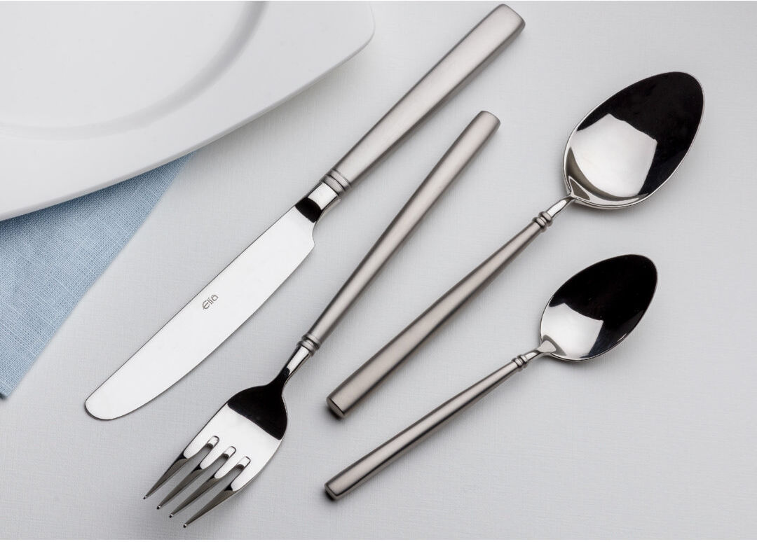 Elia Tiara Stainless Steel (18/10) Wood Stainless Steel Dessert Fork Flatware Silver 18cm L