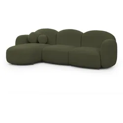 ECKSOFA Nuvola mit abgerundetem Design Grün Bouclé-Stoff - Ottomane Links