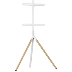 LKD TV-Bodenständer Stativ, Holzoptik, Kabelfixierung, 40" - 65" - Weiss/Holz (32 kg, 40" - 65"), TV Ständer, Weiss, Braun