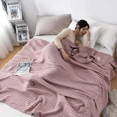 Uplift Picks Summer Waffle Cotton Blanket Lightweight Knitted Bed Throw pink 150x200 Cm