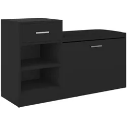Helloshop26 - Schuh-/Stiefelbank Kommode Regal Garderobenmöbel 94,5 x 31 x 57 cm schwarze Spanplatte 02_0022997