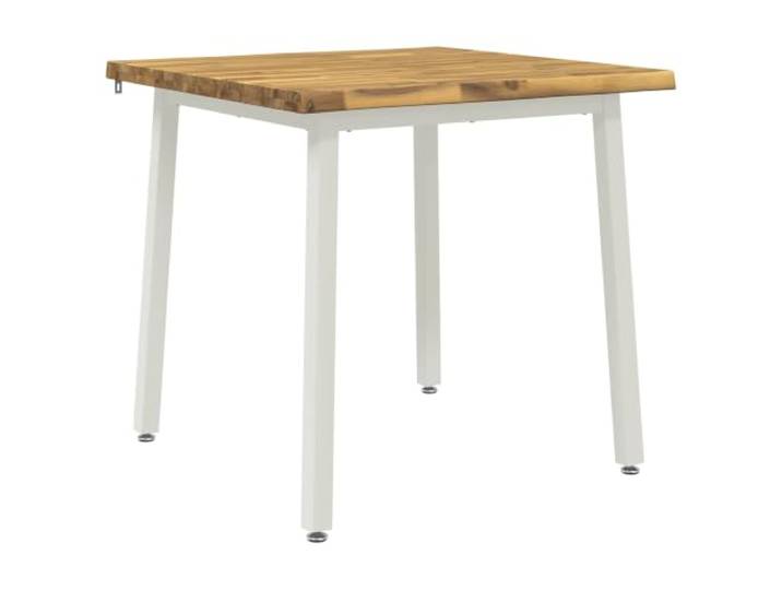 Roanoer Esstisch Quadratisch 70x70x75 cm Weiß Akazie Massivholz Kompakter Küchentisch für Esszimmer oder Küche mit Naturbaumkante, verzinkten Metallbeinen und Ausgleichsfüßen.