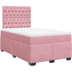 vidaXL Boxspringbett mit Matratze Rosa 120x200 cm Samt