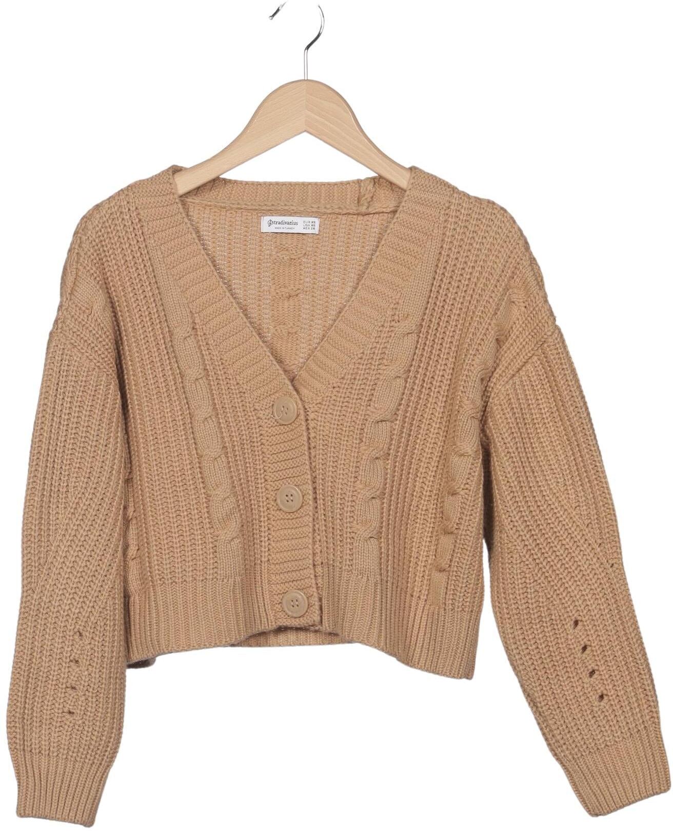 Stradivarius Damen Strickjacke, Beige, Gr. XS, Synthetik - Second Hand