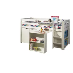 HOCHBETT Karolina 210x114x106 Massivholz+MDF Weiß Schrank