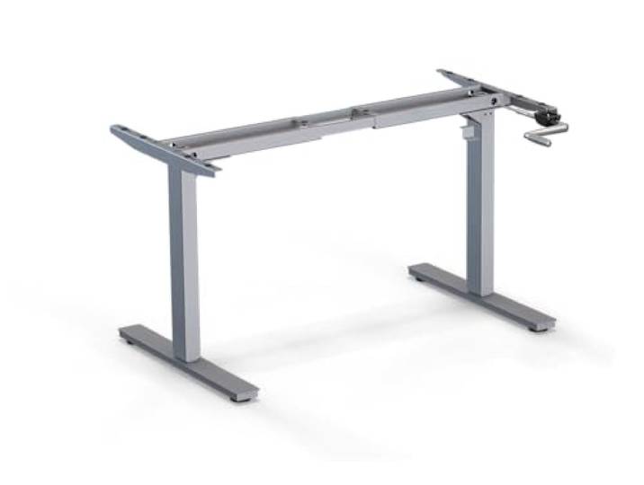 ergoni Eco - manuell höhenverstellbares Tischgestell - mit Kurbel ohne Strom (grau Aluminium)