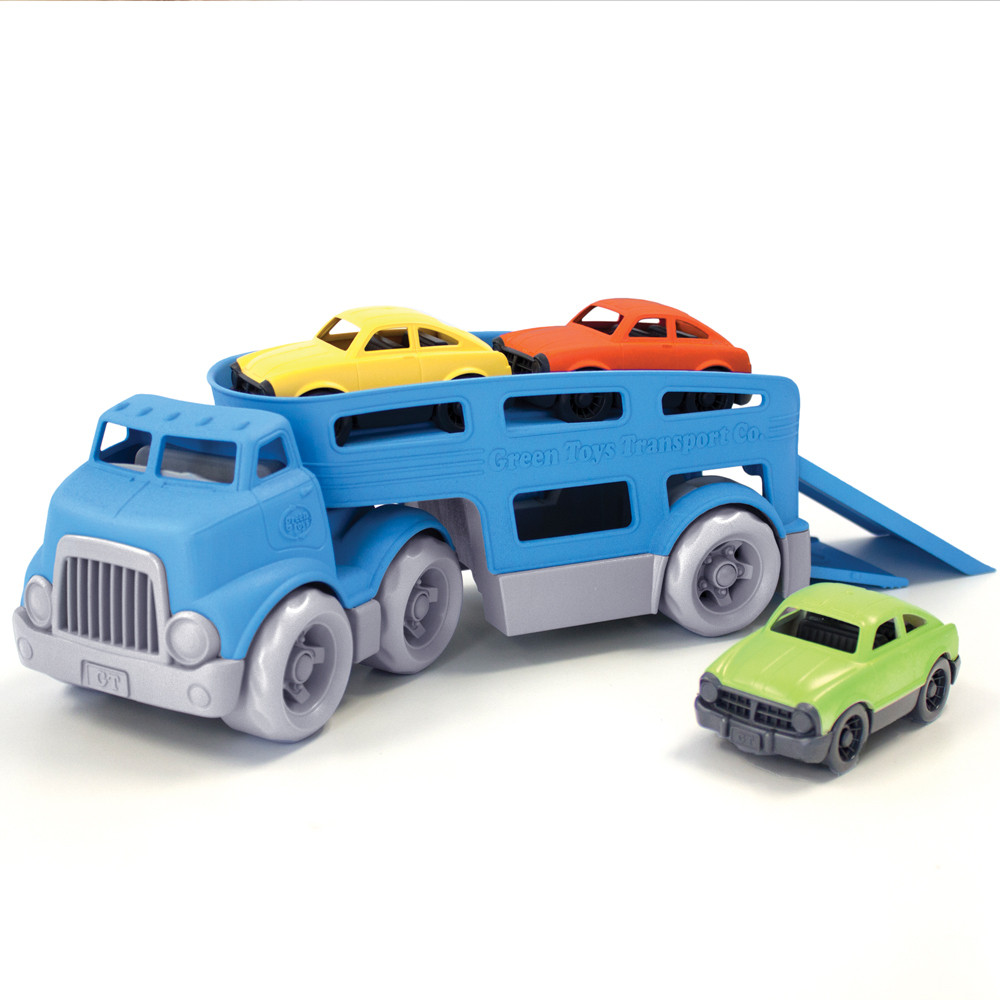Green Toys autotransporter blauw met 3 auto's