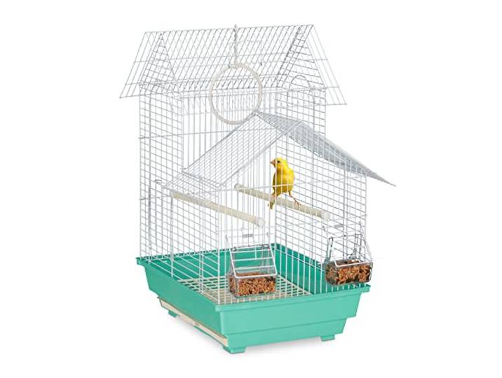 Relaxdays Vogelkäfig, Käfig für kleine Kanarienvögel, hellblau/mintgrün