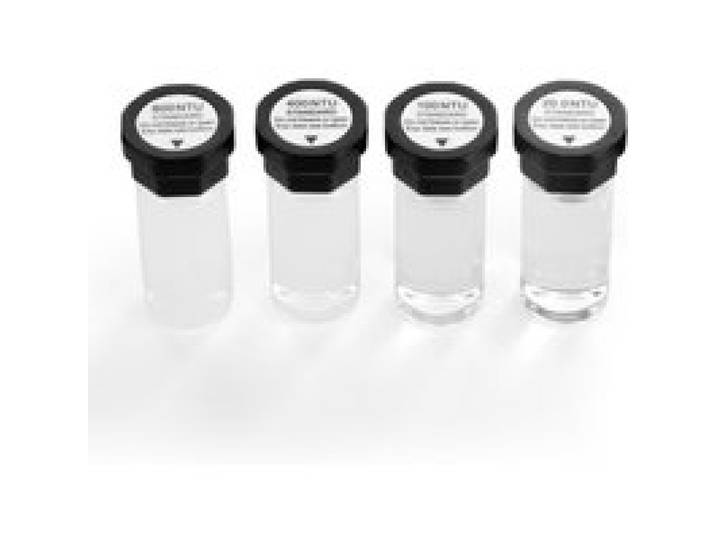 VEVOR Étalon de Turbidité 20/100/400/800 NTU 20 mL Chacun, Solution d'Étalonnage de Turbidité Standard, Solution de Recharge pour Turbidimètre TN2000, Insert de Protection Antichoc, Flacon Scellé