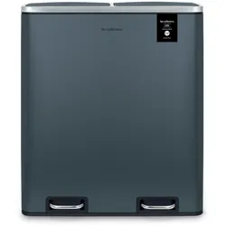 Les Collectors Küchen-Recycling-Behälter N°906 / 60L / 2x30L / Mülltrennung / Edelstahl / Grau