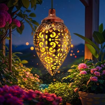 Uplift Essentials Iron Solar Lantern Outdoor Decorative Garden Light dragonfly
