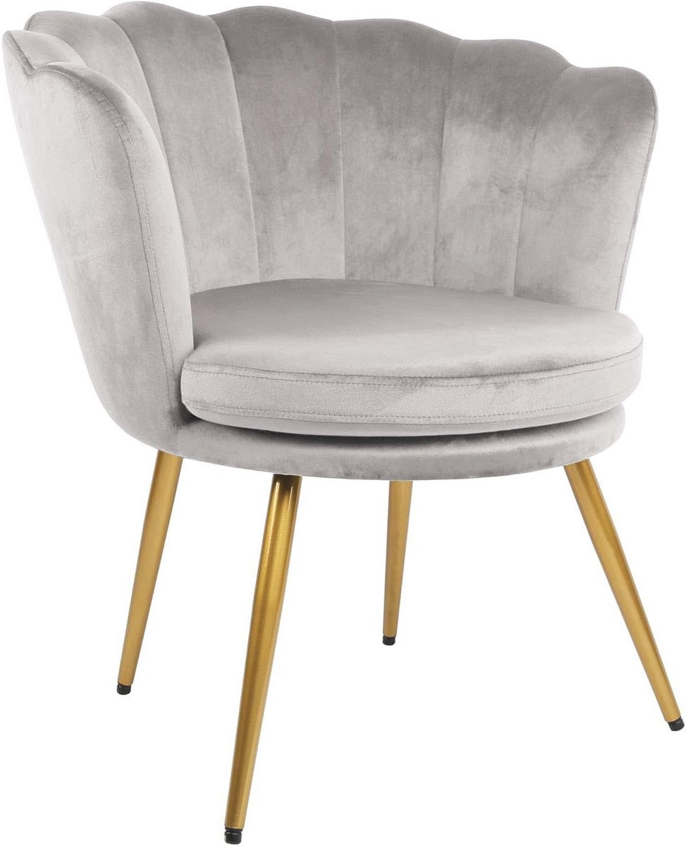 Glamoureuze Accent Stoel in Zilvergrijs - Art Deco Design