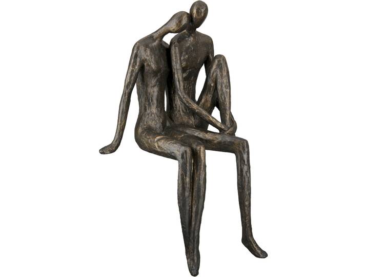Kantenhocker CASABLANCA BY GILDE Skulptur XL Couple , braun (bronzefarben), B:19cm H:35cm T:13cm, Kunstharz, Dekofiguren, Kantenhocker, Sitzendes Paar mit Antikfinish, bronzefarben, Wohnzimmer