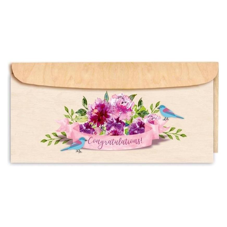 Cozywood Holzkarte DL mit Holzumschlag Herzlichen Glückwunsch (41951101)