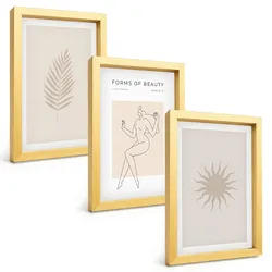 BILDER SET 3er Set - 20x30 cm Goldrahmen - Eine Sammlung minimalistischer Formen