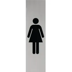 CombiCraft Aluminium Türschild Damen Piktogramm 165x45mm mit 3M-Tape zur Befestigung, einfache Kennzeichnung von Räumen und Bereichen