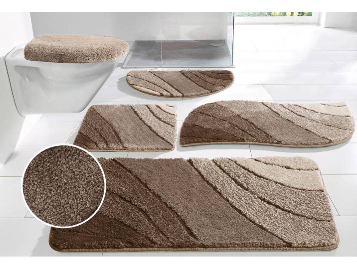Badematte GOODPRODUCT Josie, Badvorleger, Badezimmer Teppich Gr. 61, beige (verlauf beige), H:20mm, Polyester, Badematten, Badematte, Badteppich, Badematten, rechteckig, rund & als 3-tlg. Set erhältlich