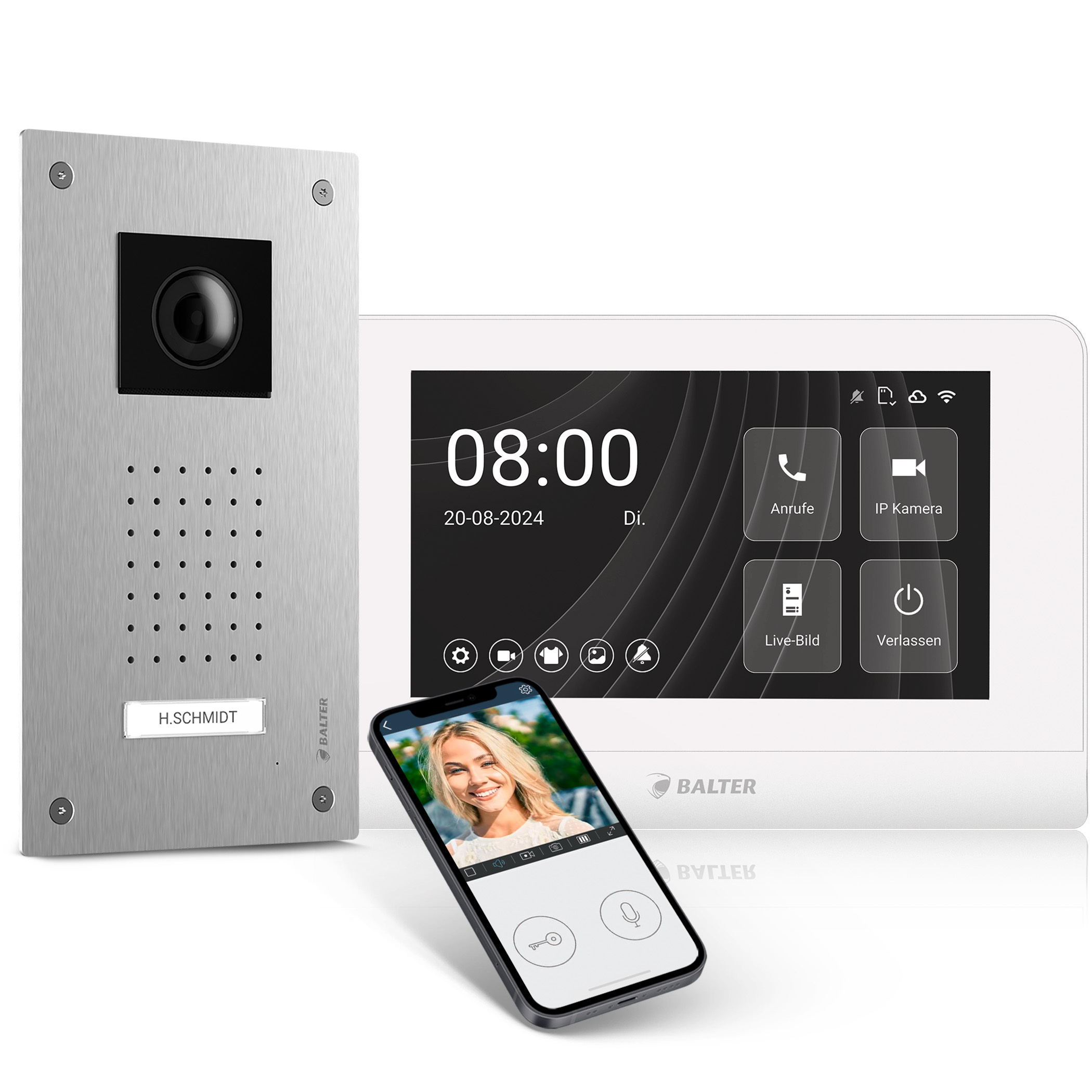 Entri L Video Türsprechanlage, Unterputz Türklingel mit Kamera, Smartphone App, 1 Familienhaus, Video Türklingel, 1x 7" HD-Monitor, Full HD Kamera